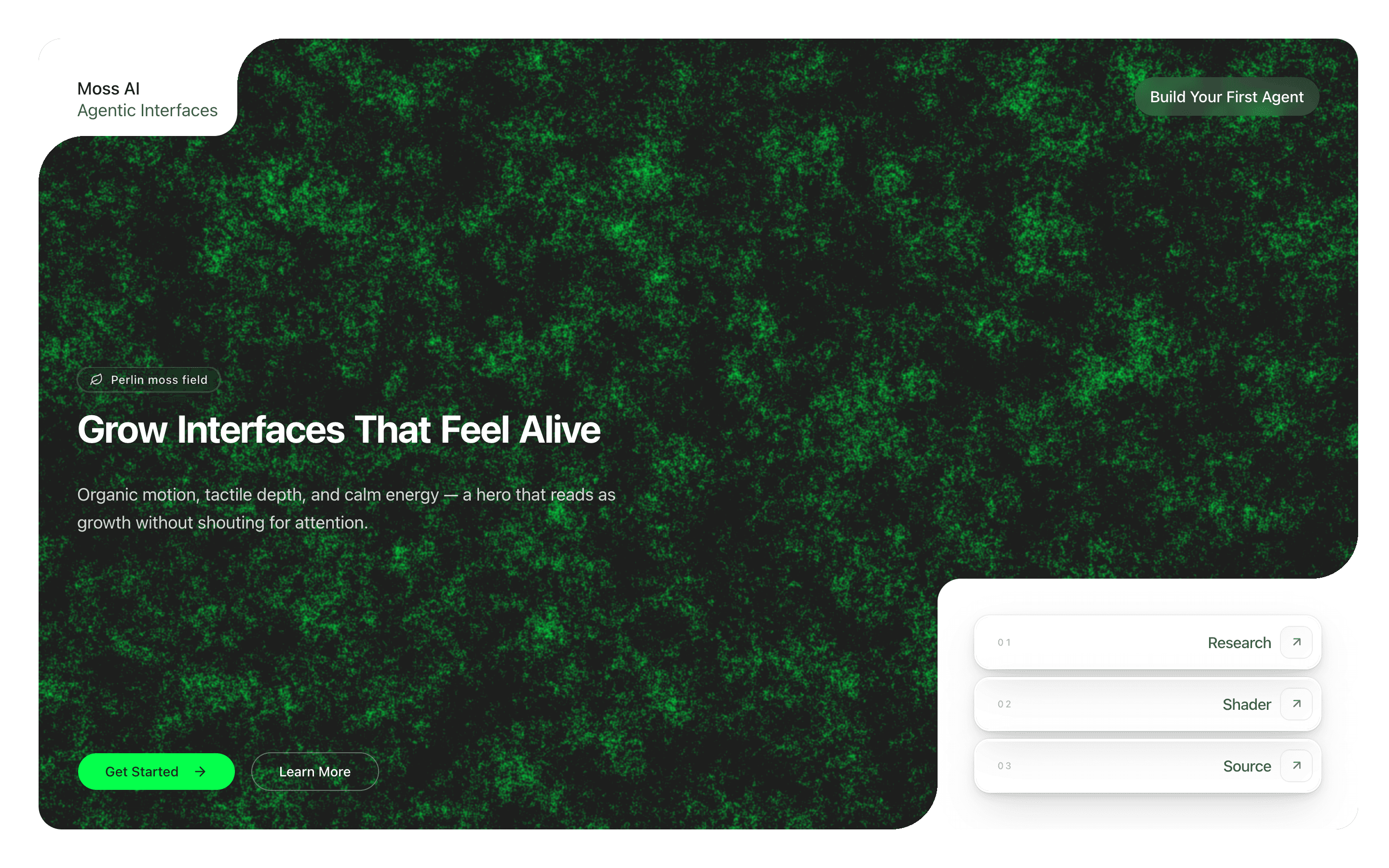 Marketing Hero with Moss section preview