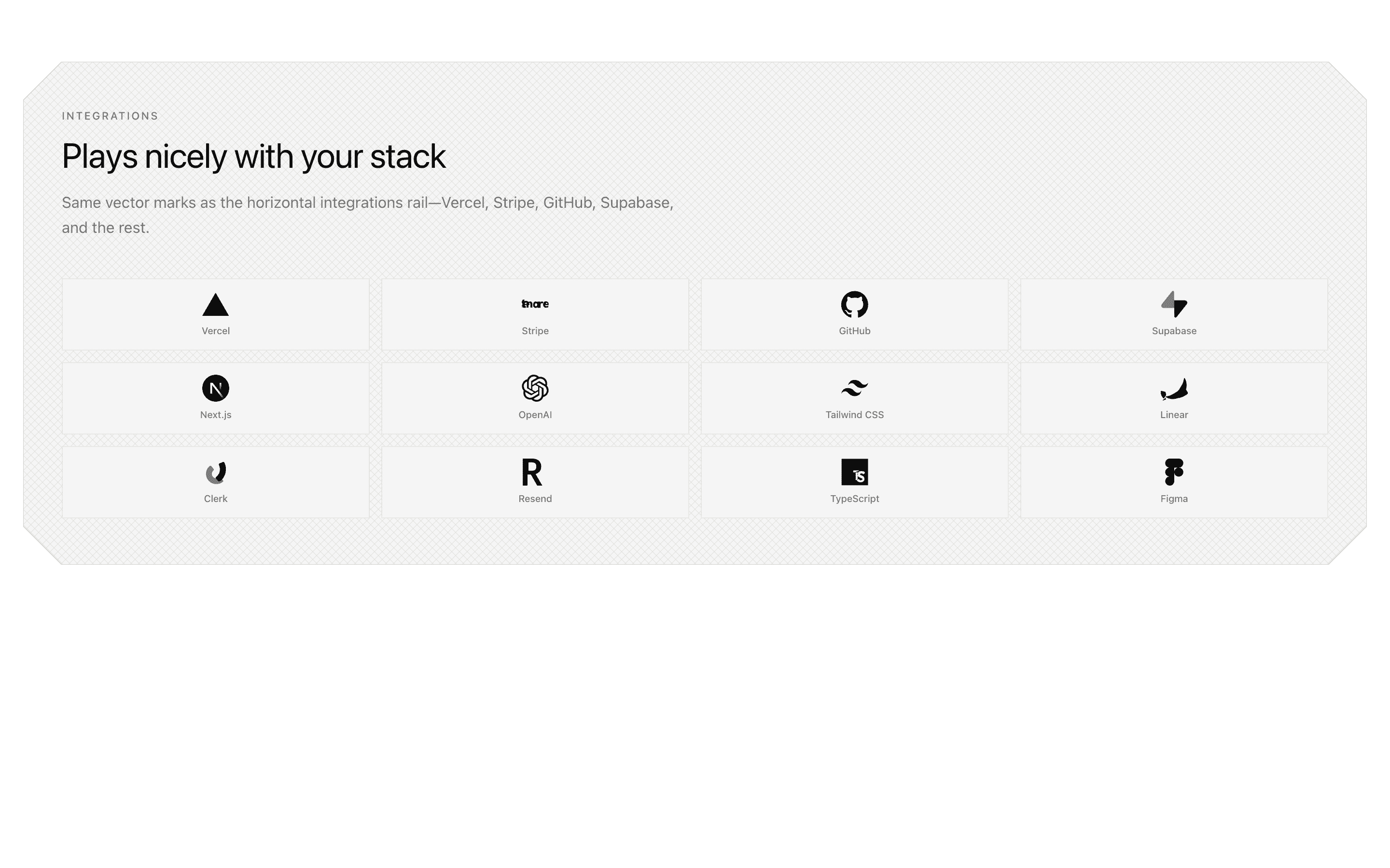 Marketing Integrations Hex section preview