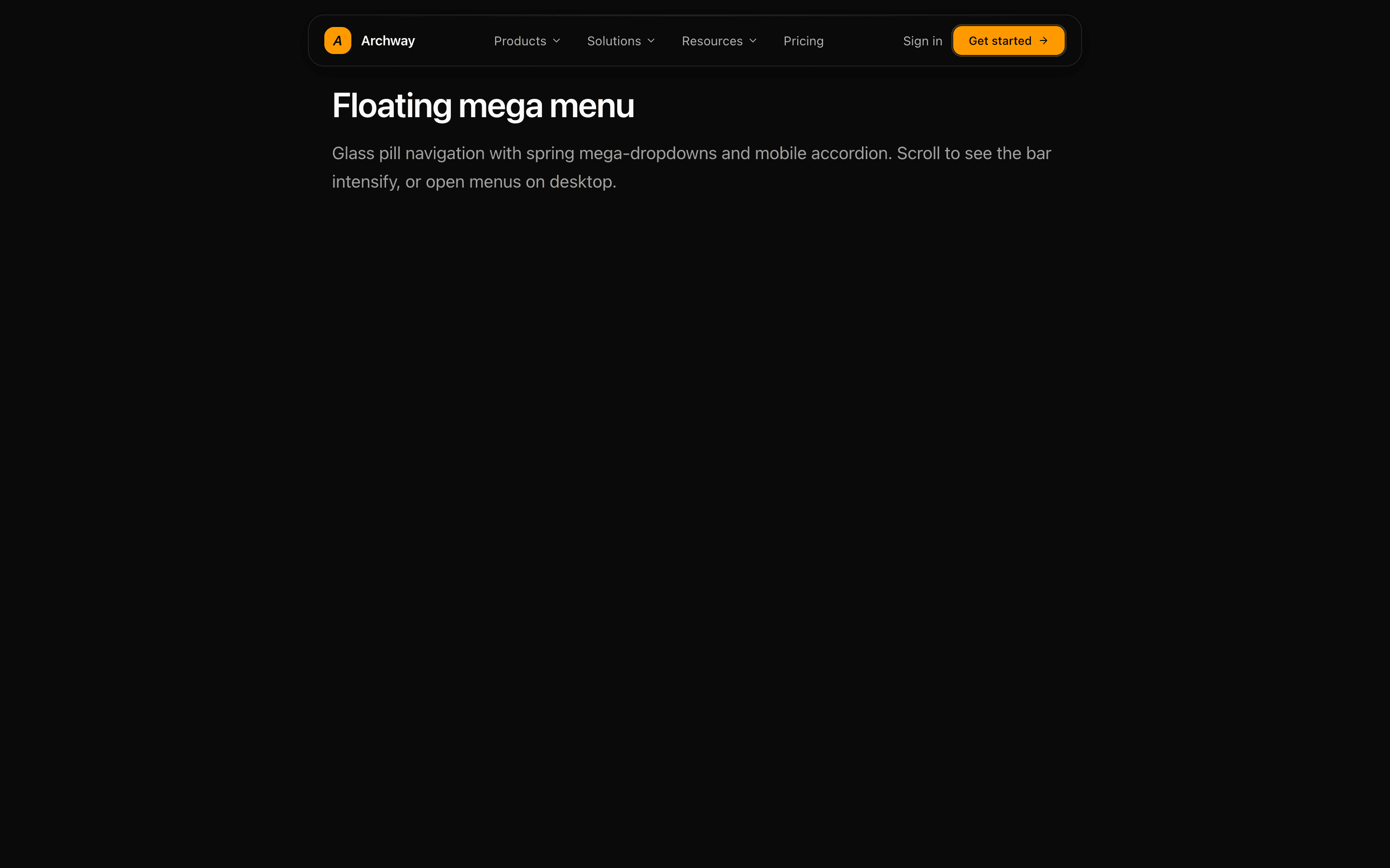 Marketing Nav Floating section preview