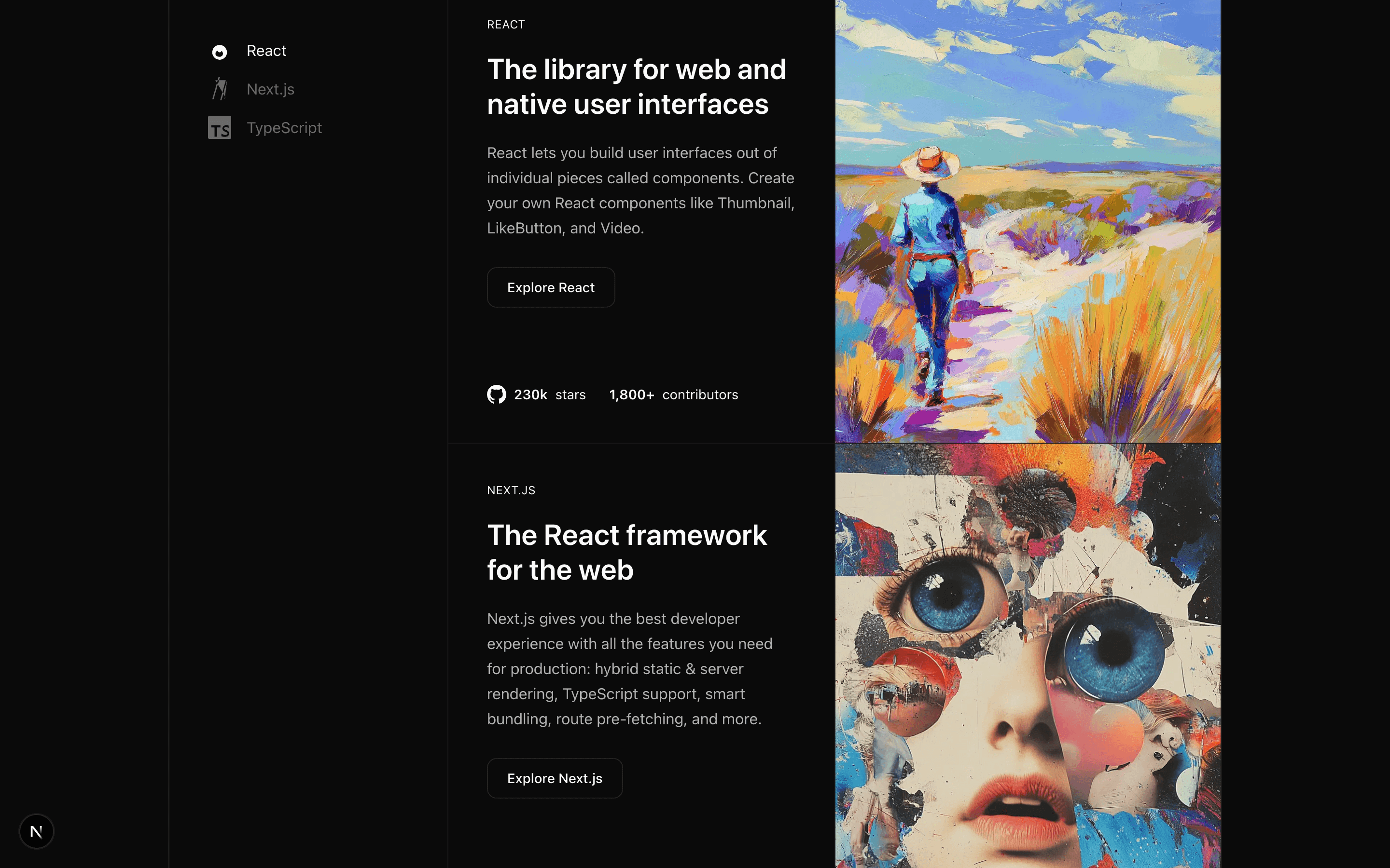 Marketing Sticky Section section preview