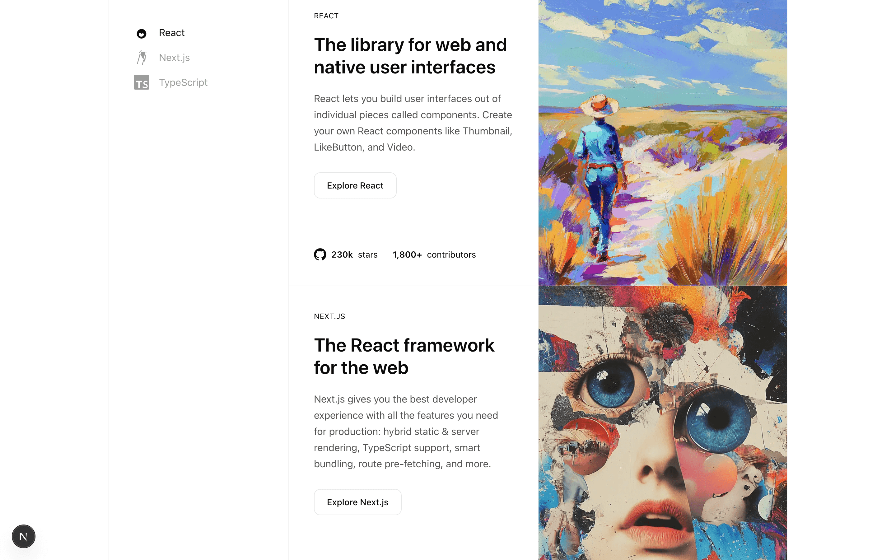 Marketing Sticky Section section preview