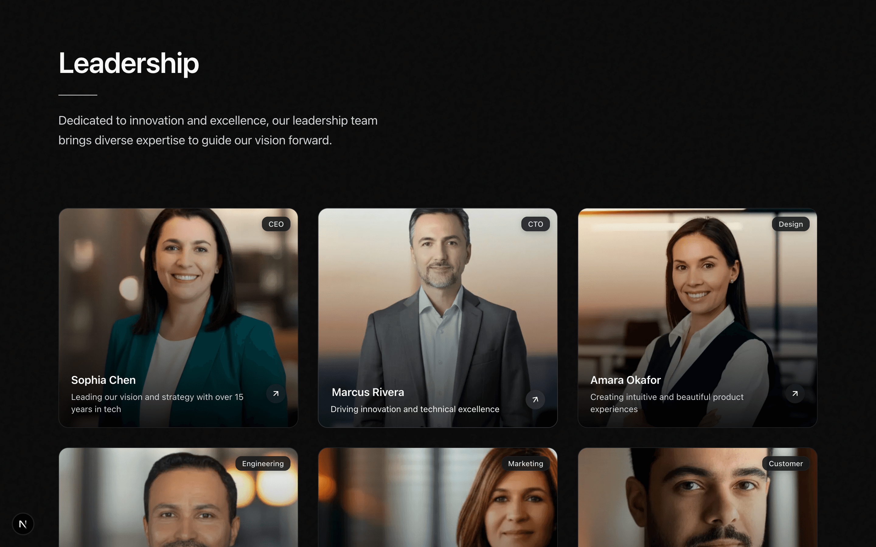 Marketing Team Animated section preview