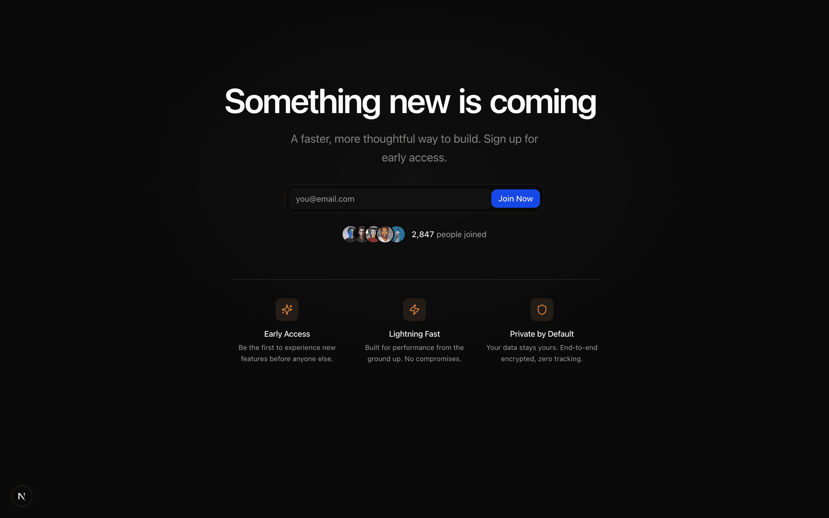 Marketing Waitlist Minimal section preview